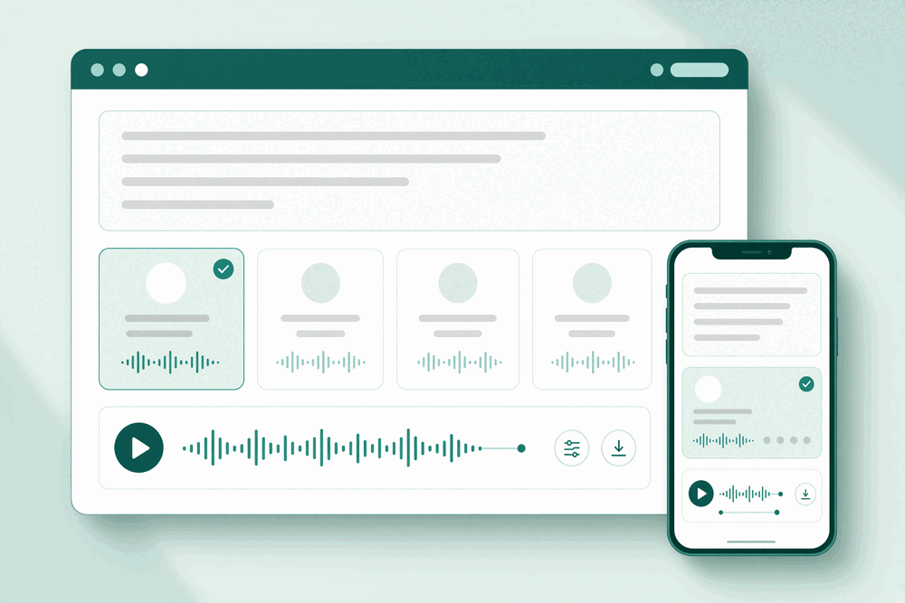 Text to Speech kit art: a microphone and sound waves in teal.